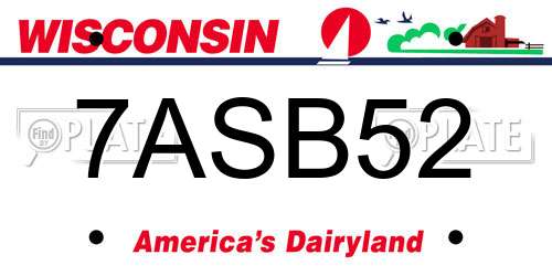 7ASB52 Wisconsin License Plate
