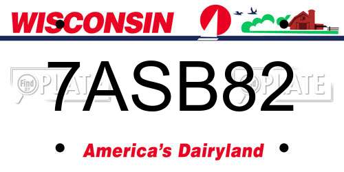 7ASB82 Wisconsin License Plate