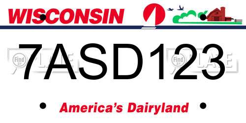 7ASD123 Wisconsin License Plate
