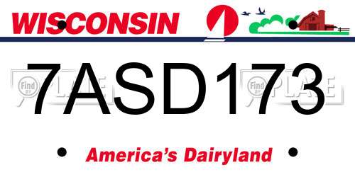 7ASD173 Wisconsin License Plate