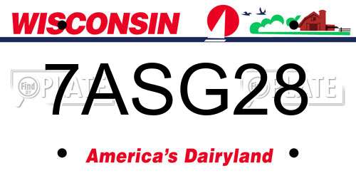 7ASG28 Wisconsin License Plate