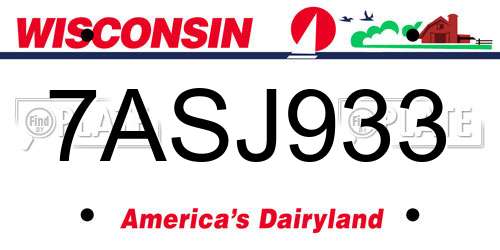 7ASJ933 Wisconsin License Plate