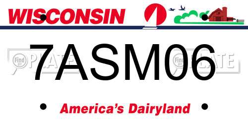 7ASM06 Wisconsin License Plate