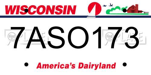 7ASO173 Wisconsin License Plate