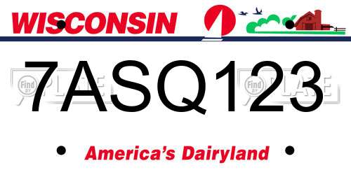 7ASQ123 Wisconsin License Plate