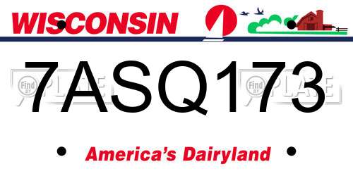 7ASQ173 Wisconsin License Plate
