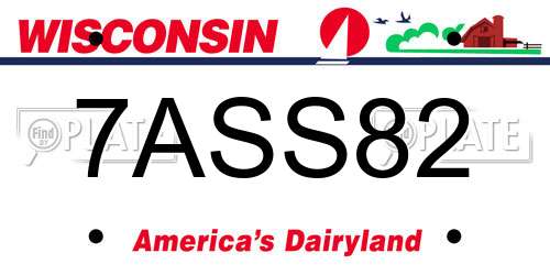 7ASS82 Wisconsin License Plate