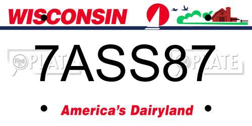7ASS87 Wisconsin License Plate
