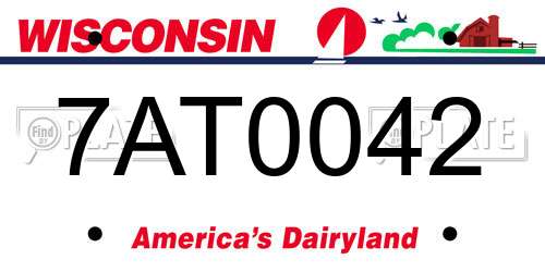 7AT0042 Wisconsin License Plate