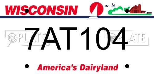 7AT104 Wisconsin License Plate