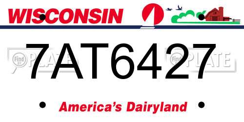 7AT6427 Wisconsin License Plate