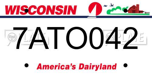 7ATO042 Wisconsin License Plate