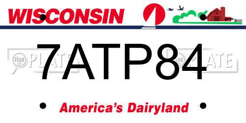 7ATP84 Wisconsin License Plate