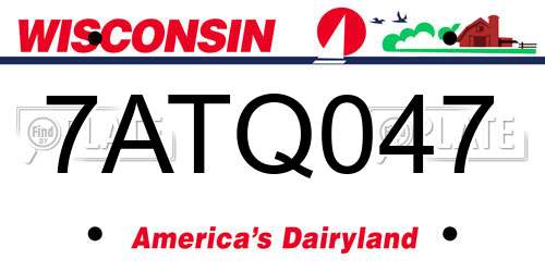 7ATQ047 Wisconsin License Plate