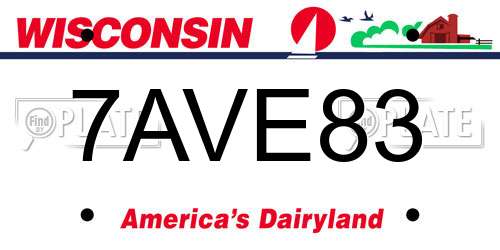 7AVE83 Wisconsin License Plate