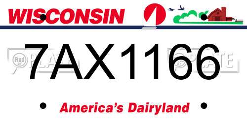 7AX1166 Wisconsin License Plate