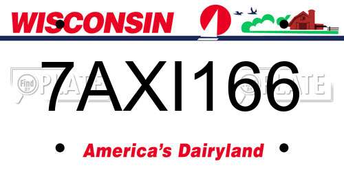 7AXI166 Wisconsin License Plate