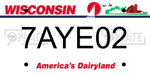 7AYE02 Wisconsin License Plate