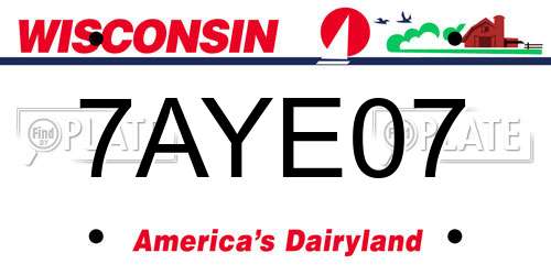 7AYE07 Wisconsin License Plate