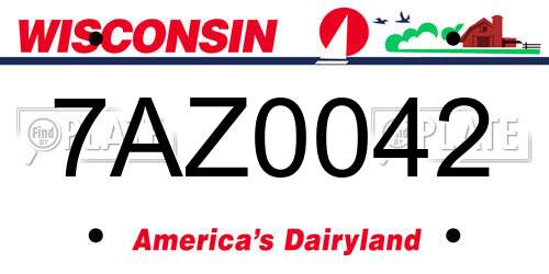 7AZ0042 Wisconsin License Plate