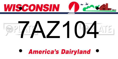 7AZ104 Wisconsin License Plate