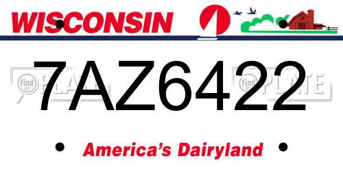 7AZ6422 Wisconsin License Plate