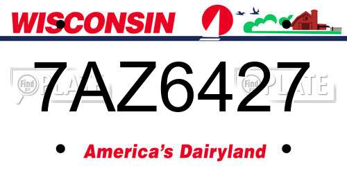 7AZ6427 Wisconsin License Plate