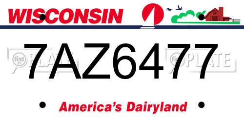 7AZ6477 Wisconsin License Plate