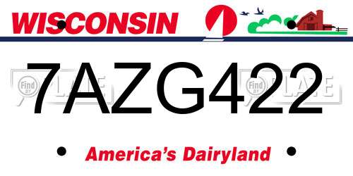 7AZG422 Wisconsin License Plate
