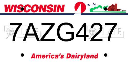 7AZG427 Wisconsin License Plate