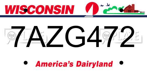 7AZG472 Wisconsin License Plate