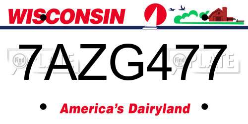7AZG477 Wisconsin License Plate