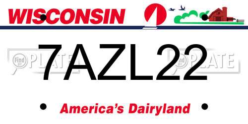 7AZL22 Wisconsin License Plate