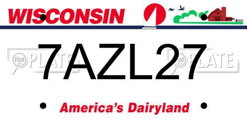 7AZL27 Wisconsin License Plate