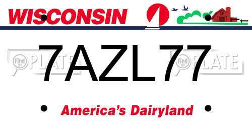 7AZL77 Wisconsin License Plate