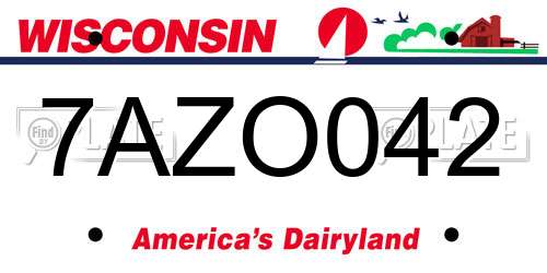 7AZO042 Wisconsin License Plate