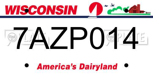 7AZP014 Wisconsin License Plate