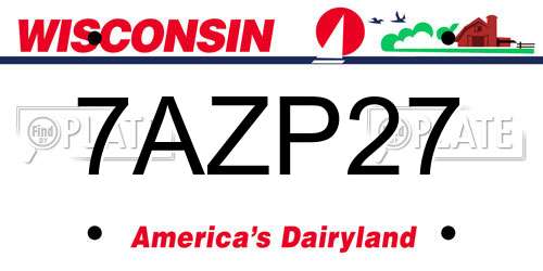 7AZP27 Wisconsin License Plate