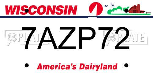 7AZP72 Wisconsin License Plate