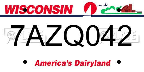 7AZQ042 Wisconsin License Plate