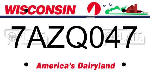 7AZQ047 Wisconsin License Plate