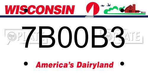 7B00B3 Wisconsin License Plate