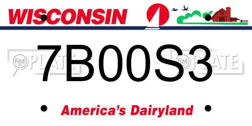7B00S3 Wisconsin License Plate