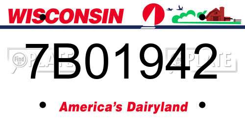 7B01942 Wisconsin License Plate