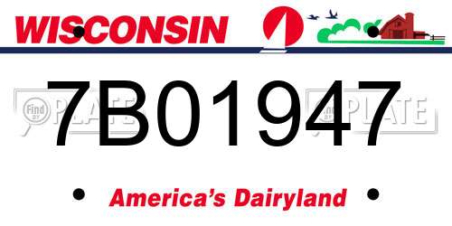 7B01947 Wisconsin License Plate