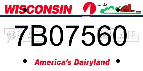 7B07560 Wisconsin License Plate