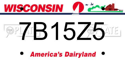 7B15Z5 Wisconsin License Plate