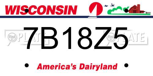 7B18Z5 Wisconsin License Plate