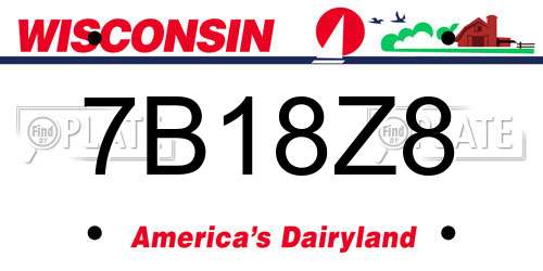 7B18Z8 Wisconsin License Plate