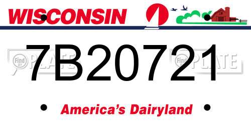 7B20721 Wisconsin License Plate